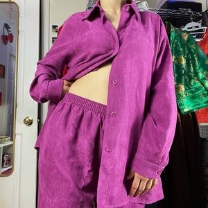 Suede magenta two piece